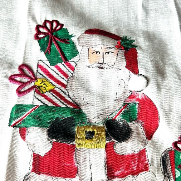 Embroidered Santa Dish Towel One Only Pier One Zig Zag Trim 3D - Picture 2 of 7